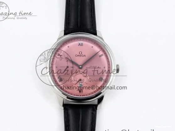 0421 AllSeason De Ville Power Reserve SS MKF 1:1 Best Edition Pink Dial on Black Leather Strap 7738
